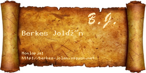 Berkes Jolán névjegykártya